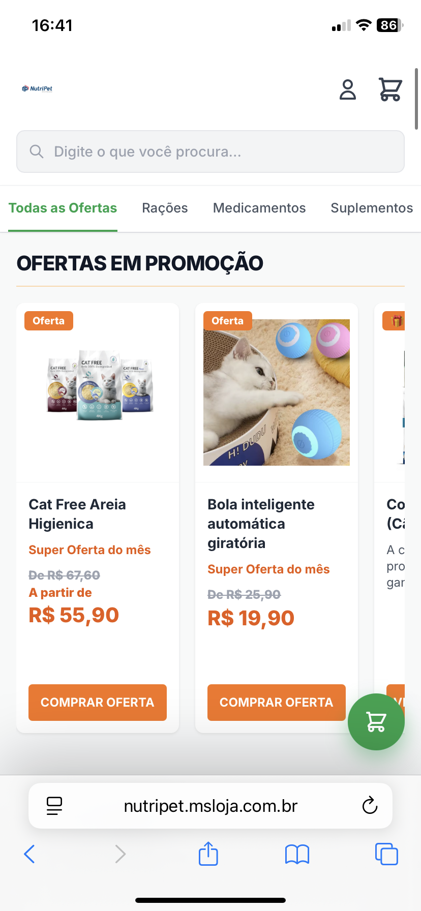 Nutri Pet - Loja Virtual — versão mobile